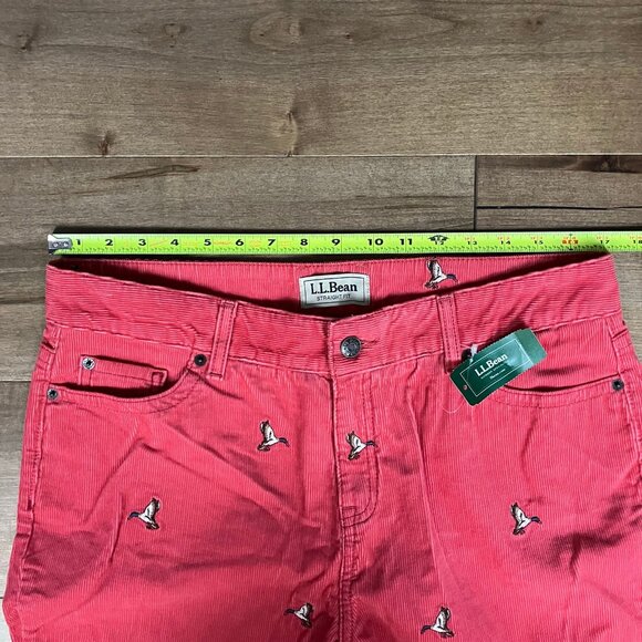 L.L. Bean Women’s Size 14 Reg Straight Pink Corduroy Pants Embroidered Ducks NWT - Picture 8 of 12